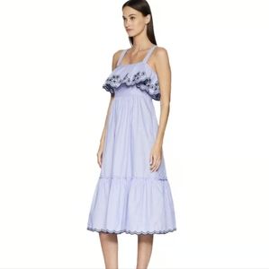 Kate Spade Daisy Embroidered Ruffle Patio Chambray Dress Size Medium